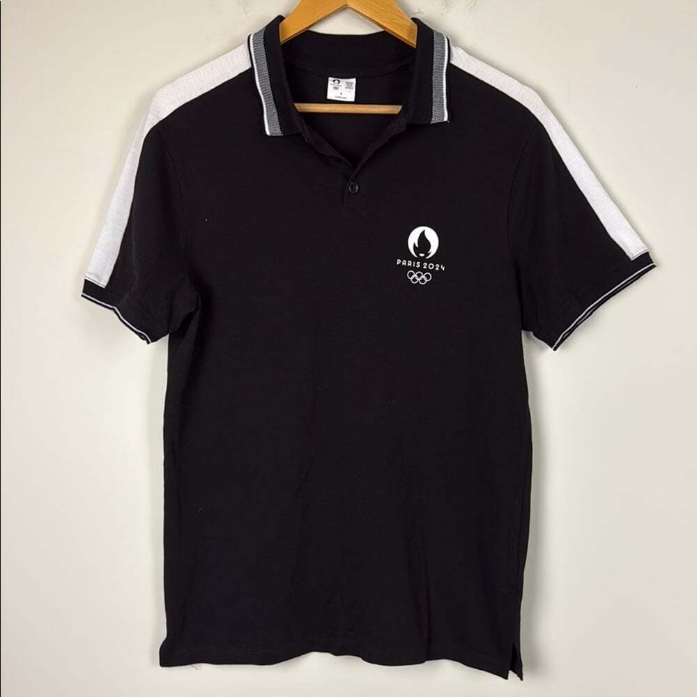 Paris Olympics 2024 Black Polo Shirt Size Small